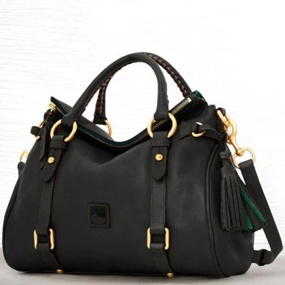 NWT ♥️ Dooney & Bourke♥️ Florentine Medium/Regular Satchel In Black/Black 🖤🖤